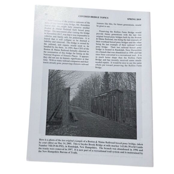 Covered Bridge Topics Magazine BOSTON, MASS. Spring 2019 VOL LXXVII, NO 2 - Picture 2 of 2